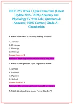 BIOS 255 Practice Exam Questions and Answers 2026-2027