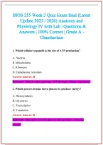 BIOS 255 Practice Exam Questions and Answers 2026-2027