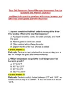 Taco Bell Restaurant General Manager Assessment Practice Questions and Answers 20262027&NewLine;