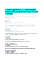 Certified Specialist in Gerontological Nutrition Exam Questions with Correct Answers