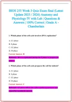 BIOS 255 Practice Exam Questions and Answers 2026-2027