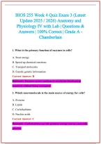 BIOS 255 Practice Exam Questions and Answers 2026-2027