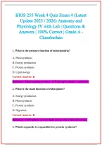 BIOS 255 Practice Exam Questions and Answers 2026-2027