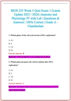 BIOS 255 Practice Exam Questions and Answers 2026-2027