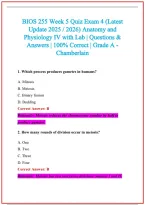 BIOS 255 Practice Exam Questions and Answers 2026-2027
