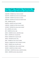 Giant Eagle Pharmacy Technician Sig Codes Exam Questions and Answers
