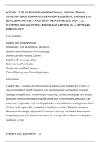Ati Teas 7 &lpar;Test Of Essential Academic Skills&rpar; &vert; Nursing School Admission Exam PACK &vert; All Exam Questions And Correct Answers &vert; Latest Exam 2026&sol;2027 &vert; Graded A 