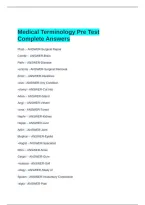 Medical Terminology Pre Test Complete Answers