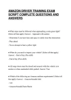 Amazon Driver Training Exam&NewLine;Script Complete Questions And&NewLine;Answers