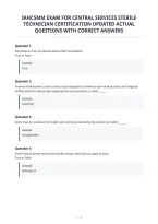 Iahcsmm Exam For Central Services Sterile&NewLine;Technician Certification Updated Actual&NewLine;Questions With Correct Answers