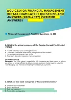 WGU C214 Financial Management OA Retake Exam 2027 &vert; Latest Questions and Answers &vert; 2026&ndash;2027&NewLine;