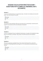 Dosage Calculation Practice Exam 1&NewLine;Questions With Complete Answers &lpar;100&percnt;&NewLine;Accurate&rpar;
