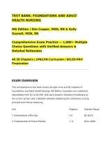 TEST BANK&colon; FOUNDATIONS AND ADULT HEALTH NURSING&NewLine;9th Edition &vert; Kim Cooper&comma; MSN&comma; RN & Kelly Gosnell&comma; MSN&comma; RN&NewLine;Comprehensive Exam Practice &mdash; 1&comma;000&plus; Multiple Choice Questions with Verified Answers & Detailed Rationales&NewLine;All 58 Chapters &vert; LPN&sol;LVN Curriculum &vert;