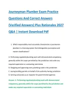Journeyman Plumber Exam Practice &NewLine;Questions And Correct Answers &NewLine;&lpar;Verified Answers&rpar; Plus Rationales 2027 &NewLine;Q&A &vert; Instant Download Pdf 