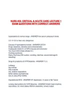 Nurs 403&colon; Critical & Acute Care Lecture 1 Exam Questions With Correct Answers