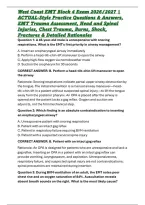 West Coast EMT Block 4 Exam 2026&sol;2027 &vert; ACTUAL-Style Practice Questions & Answers&comma; EMT Trauma Assessment&comma; Head and Spinal Injuries&comma; Chest Trauma&comma; Burns&comma; Shock&comma; Fractures & Detailed Rationales