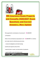 Minnesota Property and Casualty Insurance Exam 2026&sol;2027 &vert; 150&plus; Questions & Answers &vert; MN Insurance Laws&comma; Homeowners&comma; Auto & Liability Coverage