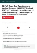  EDPNA Exam Test Questions Exam 2026&sol;2027 &ndash; Questions and Answers Personal Hygiene Communication Skills &vert; Complete Verified Answers &vert; Detailed Rationales &ndash; Pass Guaranteed &ndash; A&plus; Graded