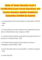 Texas State of Security Level II Certification Exam Latest 2026 Actual Questions & Verified Answers &lpar;Latest 2026 &sol; 2027 Updated&rpar; A&plus; Grade 100&percnt; Guarantee Verified by Experts