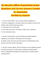DC Security Officer Examination Latest 2026 Actual Questions & Verified Answers &lpar;Latest 2026 &sol; 2027 Updated&rpar; A&plus; Grade 100&percnt; Guarantee Verified by Experts&period;