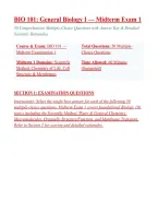 Biology 101 Midterm Exam 1 Questions And Correct Answers &lpar;Verified Answers&rpar; 2026&sol;2027 Q&A &vert; Instant Download PDF