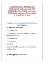 Backflow Prevention Assembly Tester Certification Exam&vert;Newest Exam With Complete Questions And Correct Answers With Detailed Rationales &vert; Already Graded A&plus;&vert;&vert;Brand New Version&excl;&excl;