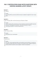 Fac-C Certification Exam Notes Questions With Verified Answers Latest Update