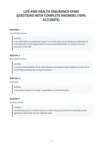 Life And Health Insurance Exam&NewLine;Questions With Complete Answers &lpar;100&percnt;&NewLine;Accurate&rpar;