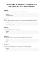 Life And Health Insurance Updated Actual&NewLine;Exam Questions And Correct Answers&NewLine;