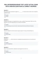 Fbla Entrepreneurship Test Latest Actual Exam With Verified Questions & Correct Answers