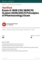 NUR 210 Principles of Pharmacology Exam 4 Exam 2026&sol;2027 &ndash; Questions and Answers Drug Classes Pharmacokinetics &vert; Complete Verified Answers &vert; Detailed Rationales &ndash; Pass Guaranteed &ndash; A&plus; Graded&NewLine;
