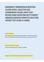  Emergency Preparedness Response Course &lpar;EPRC&rpar; &ndash; Executive and Commander Course