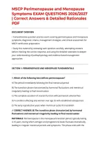 MSCP Perimenopause and Menopause Symptoms EXAM QUESTIONS 2026&sol;2027 &vert; Correct Answers & Detailed Rationales PDF