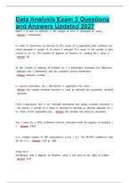 Data Analysis Exam 3 Questions and Answers Updated 2027