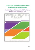 Test Bank for Industrial Relations in Canada 4th Edition by Hebdon & Brown &ndash; All Chapters with Verified Answers & Practice Questions
