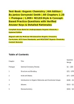 Test Bank&colon; Organic Chemistry &vert; 6th Edition &vert; By Janice Gorzynski Smith &vert; All Chapters 1&ndash;29 &plus; Prologue &vert; 1&comma;000&plus; NCLEX-Style & Concept-Based Practice Questions with Verified Answer Keys & Detailed Rationales&NewLine;Complete Exam Bank for Undergraduate Organic Che