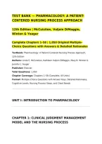 TEST BANK &mdash; PHARMACOLOGY&colon; A PATIENT-CENTERED NURSING PROCESS APPROACH&NewLine;12th Edition &vert; McCuistion&comma; Vuljoin DiMaggio&comma; Winton & Yeager&NewLine;Complete Chapters 1&ndash;58 &vert; 1&comma;050 Original Multiple-Choice Questions with Answers & Detailed Rationales&NewLine;Textbook&colon; Pharmacolo