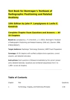 Test Bank for Bontrager's Textbook of Radiographic Positioning and Related Anatomy&NewLine;10th Edition by John P&period; Lampignano & Leslie E&period; Kendrick&NewLine;Complete Chapter Exam Questions and Answers &mdash; All 20 Chapters&NewLine;Based on&colon; Lampignano&comma; J&period; P&period; & Kendrick&comma; L&period; E