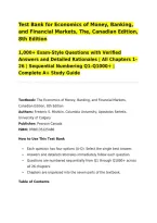 Test Bank for Economics of Money&comma; Banking&comma; and Financial Markets&comma; The&comma; Canadian Edition&comma; 8th Edition&NewLine;1&comma;000&plus; Exam-Style Questions with Verified Answers and Detailed Rationales &vert; All Chapters 1&ndash;26 &vert; Sequential Numbering Q1&ndash;Q1000&plus; &vert; Complete A&plus; Study Guide