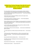 Certified Texas Contract Manager Test with all Correct & 100&percnt; Verified Answers &vert;Actual Complete Update &vert;Already Graded A&plus;