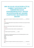 Dhn 101 Exam 1 Exam With Actual&NewLine;Correct Questions And&NewLine;Verified Detailed&NewLine;Answers&vert;Frequently Tested&NewLine;Questions&vert;Already Graded&NewLine;A&plus;&vert;Newest&vert;Guaranteed Pass&NewLine;2026&sol;2027