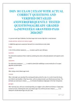 Dhn 101 Exam 2 Exam With Actual&NewLine;Correct Questions And&NewLine;Verified Detailed&NewLine;Answers&vert;Frequently Tested&NewLine;Questions&vert;Already Graded&NewLine;A&plus;&vert;Newest&vert;Guaranteed Pass&NewLine;2026&sol;2027