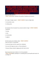 Blue Card Study Guide Grade A&plus;&NewLine;Complete Exam Questions And&NewLine;100&percnt; Verified Answers &lpar;2026&sol;2027&rpar;&NewLine;Pass Guarantee