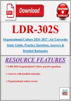 LDR-302S Organizational Culture 2026&ndash;2027 &vert; Air University Study Guide&comma; Practice Questions&comma; Answers & Detailed Rationales