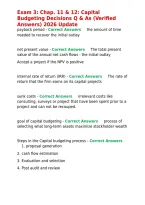 Exam 3 Chap&period; 11 & 12 Capital Budgeting Decisions Q & As &lpar;Verified Answers&rpar; 2026 Update&period;