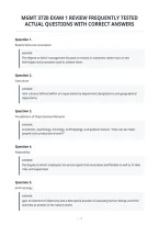 Mgmt 3720 Exam 1 Review Frequently Tested&NewLine;Actual Questions With Correct Answers&NewLine;