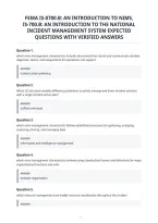Fema Is-0700&period;B An Introduction To Nims&comma; Is-700&period;B An Introduction To The National Incident Management System Expected Questions With Verified Answers