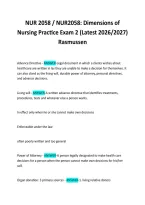 NUR 2058 &sol; NUR2058&colon; Dimensions of Nursing Practice Exam 2 &lpar;Latest 2026&sol;2027&rpar; Rasmussen 