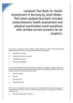 Test Bank for Health Assessment in Nursing by Janet Weber &vert; Nursing Assessment&comma; Physical Examination&comma; Clinical Skills & Patient Evaluation