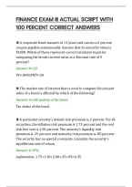 Finance Exam Iii Actual Script With 100 Percent Correct Answers